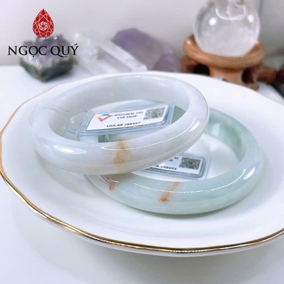 Vòng cẩm thạch A Myanmar - Ngọc phỉ thúy type A bản hẹ ni 56-62mm điểm hoàng phỉ LM136 (kèm kđ type A) - Ngoc Quý