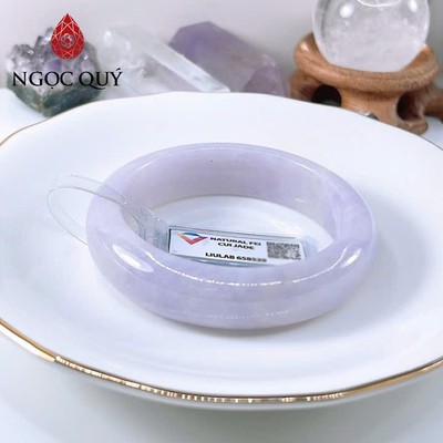 Vòng cẩm thạch A Myanmar - Ngọc phỉ thúy type A bản hẹ tím tử lan ni 51mm LM137 (kèm kđ type A) - Ngoc Quý