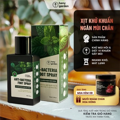 [Mua 1 Tặng 1 Muối Ngâm] Xịt Khử Mùi Giày, Khử Mùi Hôi Chân Chiết Xuất Tràm Trà & Nano Bạc HENY GARDEN 50mL
