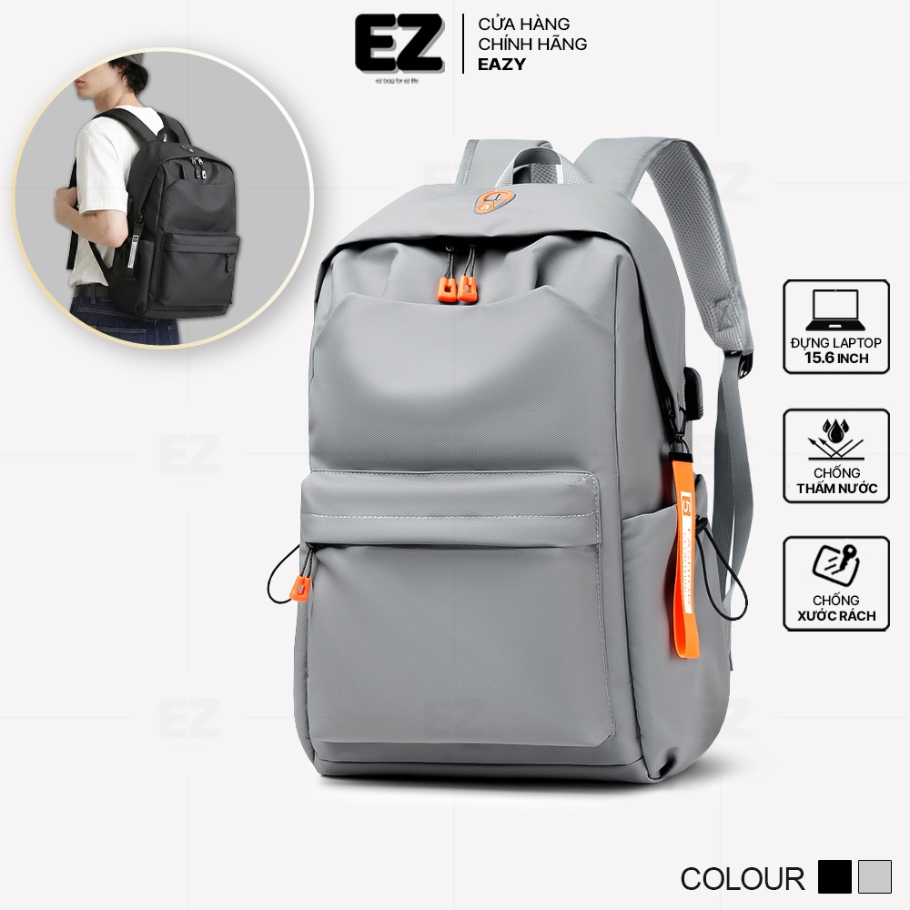 Balo đơn giản chống nước đựng laptop 15.6 inch EZ BALO BLU05 có cổng sạc USB , Balo đi học đựng đồ k