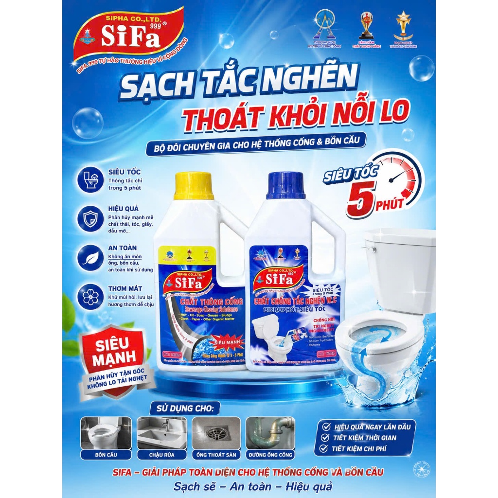 CHAI THÔNG BỒN CẦU CỐNG CHỐNG TẮC NGHẼN CỰC MẠNH