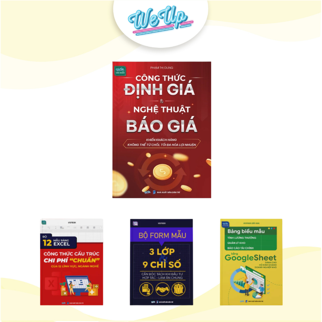 Combo 4 sách: Công thức định giá, 12 mẫu excel cấu trúc chi phí, Bộ 3 lớp và 9 chỉ số và  Mẫu Google