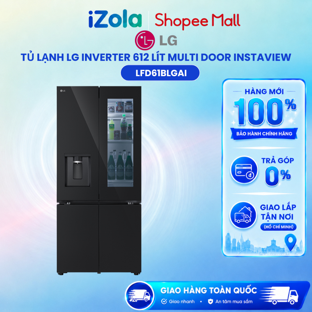 LFD61BLGAI - Tủ lạnh LG Inverter 612 lít Multi Door InstaView LFD61BLGAI - Hàng chính hãng