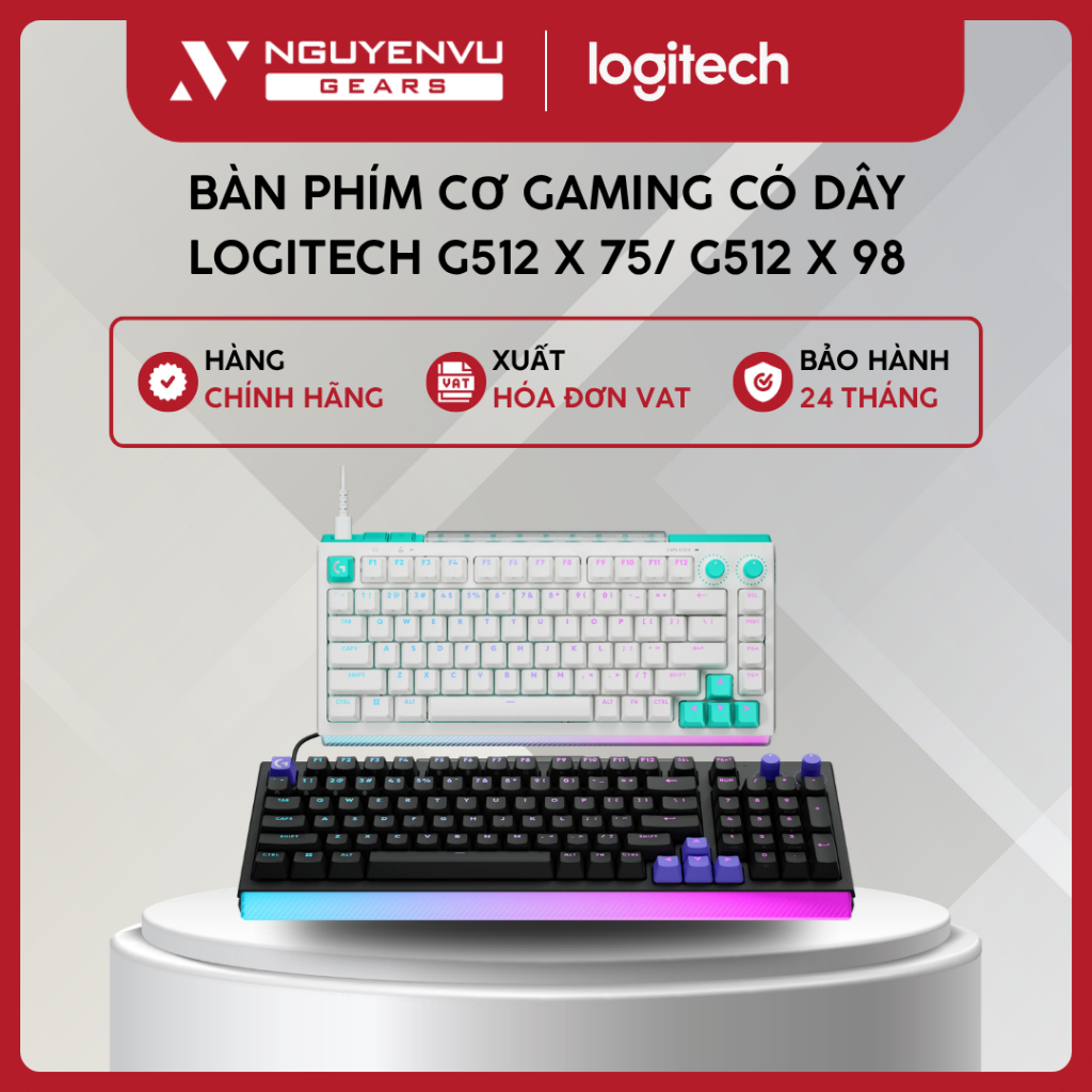 [Full VAT] Bàn phím cơ Gaming có dây LOGITECH G512 X 75 / G512 X98 (8000Hz/LED RGB) - BH 24 THÁNG