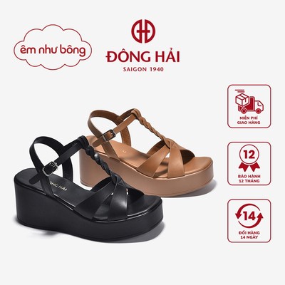 [ÊM NHƯ BÔNG] Giày Sandal Xuồng Đông Hải Quai T-Strap Đan Xoắn - S32F7
