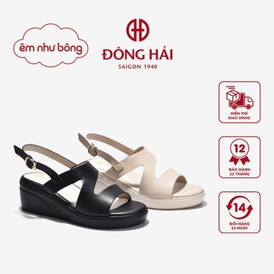  [ÊM NHƯ BÔNG] Giày Sandal Nữ Đông Hải Gót Cao Đế Xuồng Quai Ngang Cách Điệu - S5835