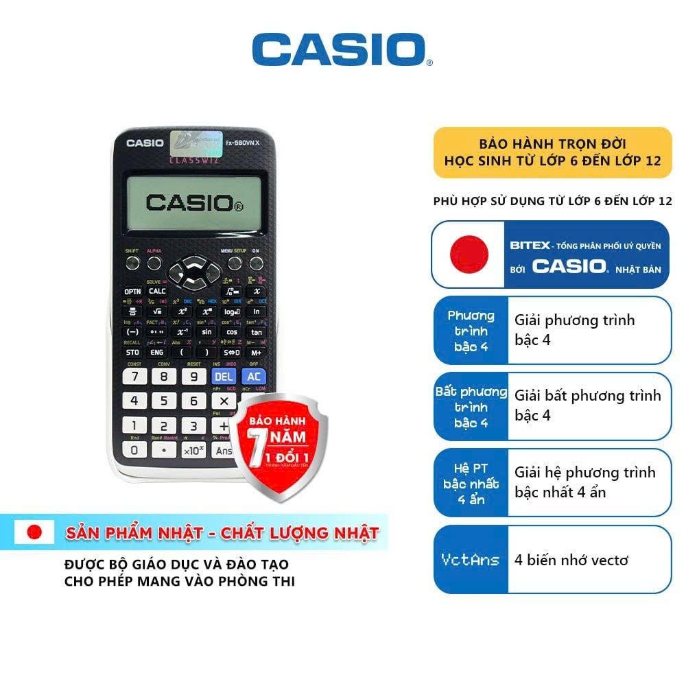 GIẢM 10% Máy tính Casio Fx-580VN X HÀNG CHÍNH HÃNG