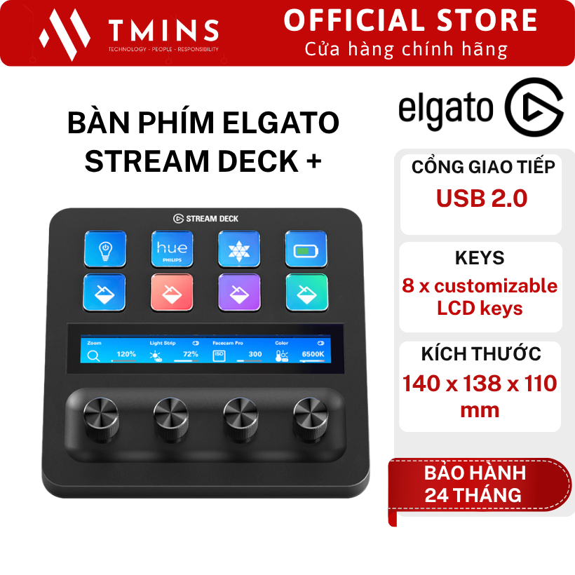 Bàn phím Elgato Stream Deck +, Stream Deck + White - Hàng chính hãng