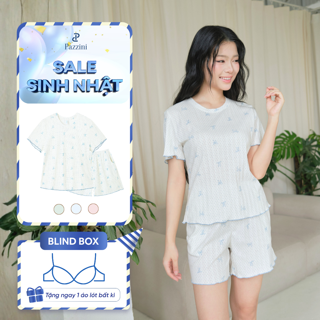 Bộ quần áo nữ mặc nhà PAZZINI SW004 thoáng mát dễ chịu họa tiết basic phù hợp nhiều dáng người