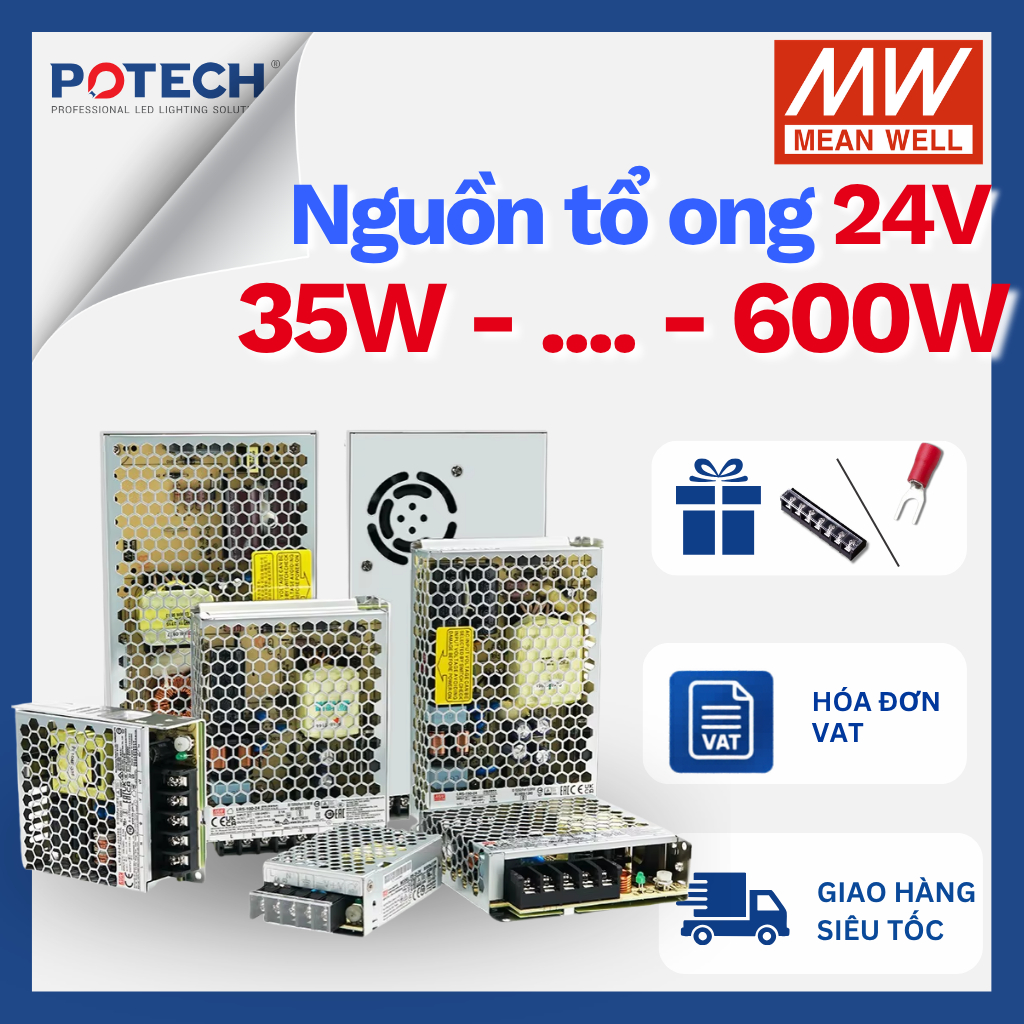 Nguồn Mean Well LRS 24V Chính Hãng | Nguồn Tổ Ong 24V Nguồn LED 24V LRS-350-24 LRS-50-24 LRS-75-24 L