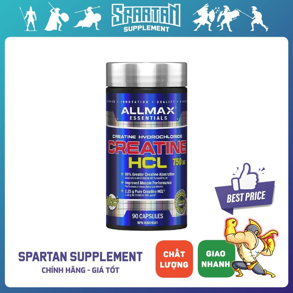 Creatine HCL 750mg Allmax Essentials Hỗ Trợ Hiệu Suất Tập Luyện