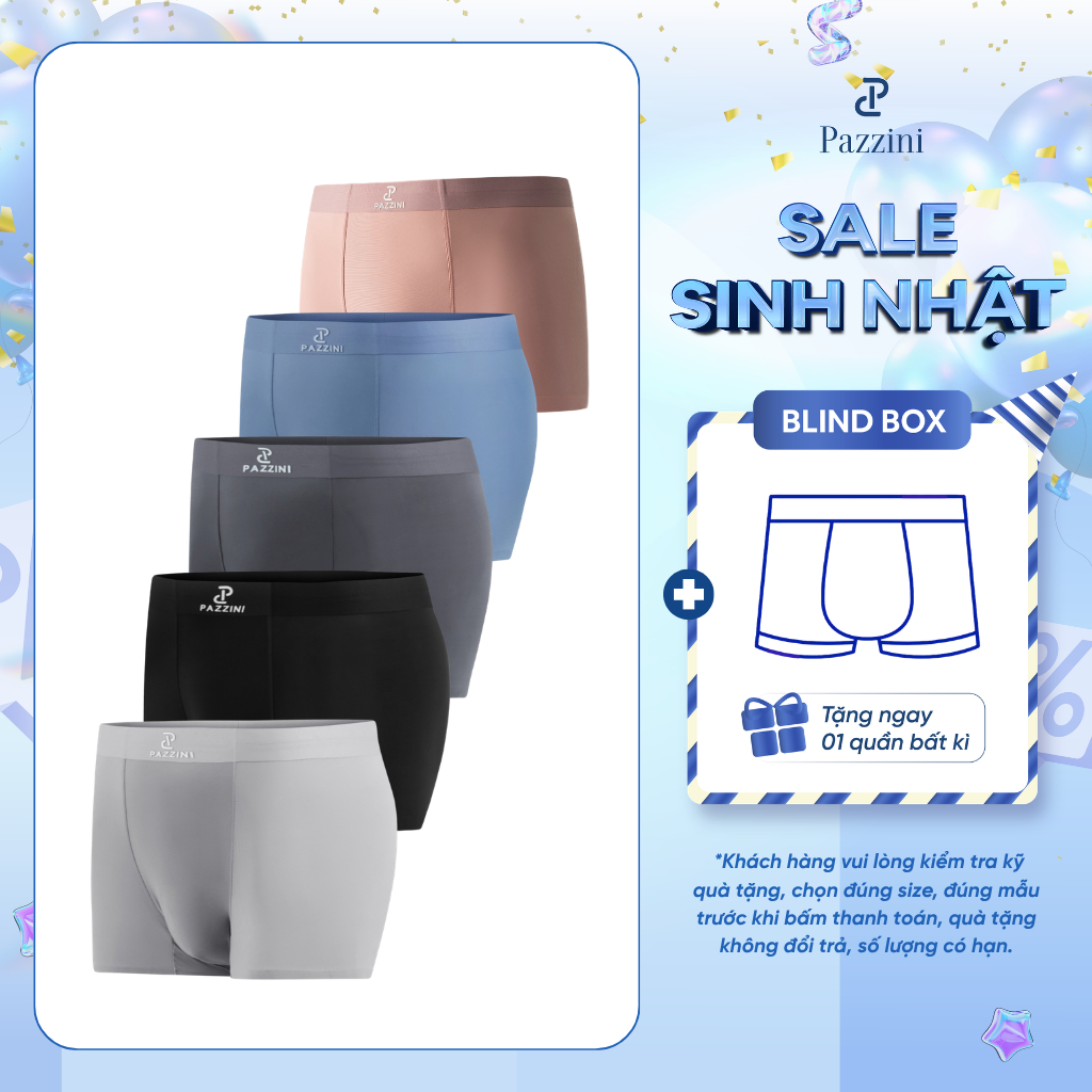 Combo 3 quần lót nam boxer PAZZINI thun lạnh cao cấp, quần sịp nam co giãn 4 chiều, thấm hút kháng k