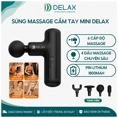 Máy Massage Cầm Tay Mini DELAX 6 Cấp Độ, 4 Đầu Massage, Giảm Đau Mỏi Cơ, Nhỏ Gọn Tiện Lợi DS41