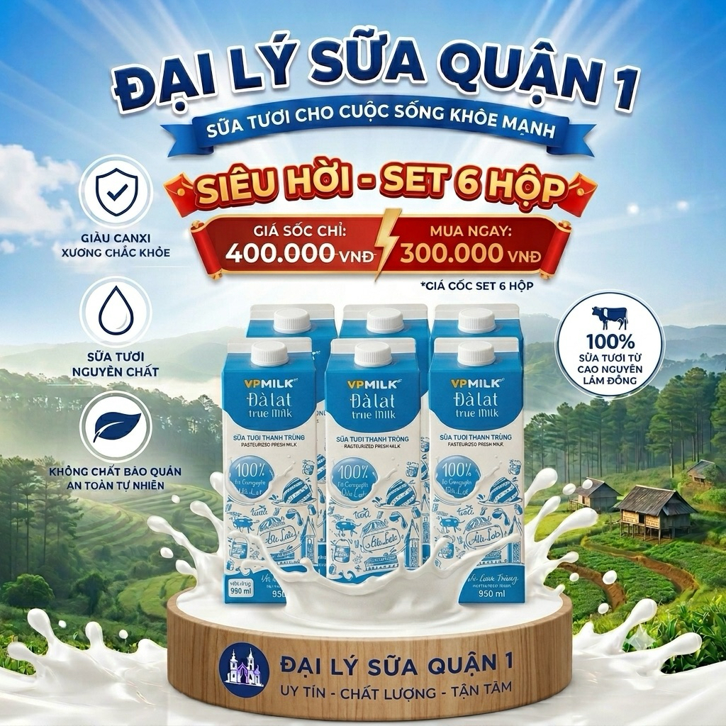 SET 6 HỘP SỮA TƯƠI VPMILK 950ML