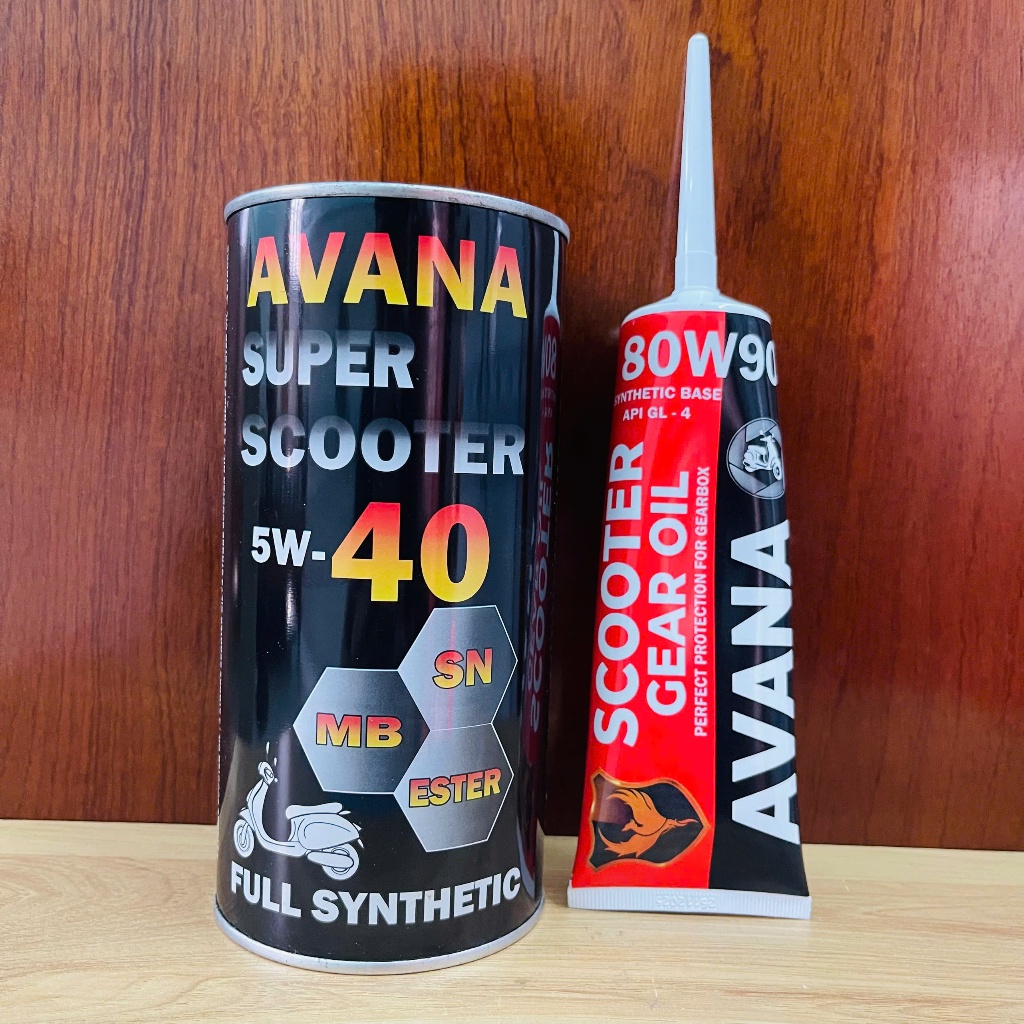 COMBO 2, Dầu nhớt XE TAY GA  AVANA SUPER SCOOTER 4T 5W40 0.8L + Nhớt Lap AVANA 120ml, Nhập Khẩu UAE