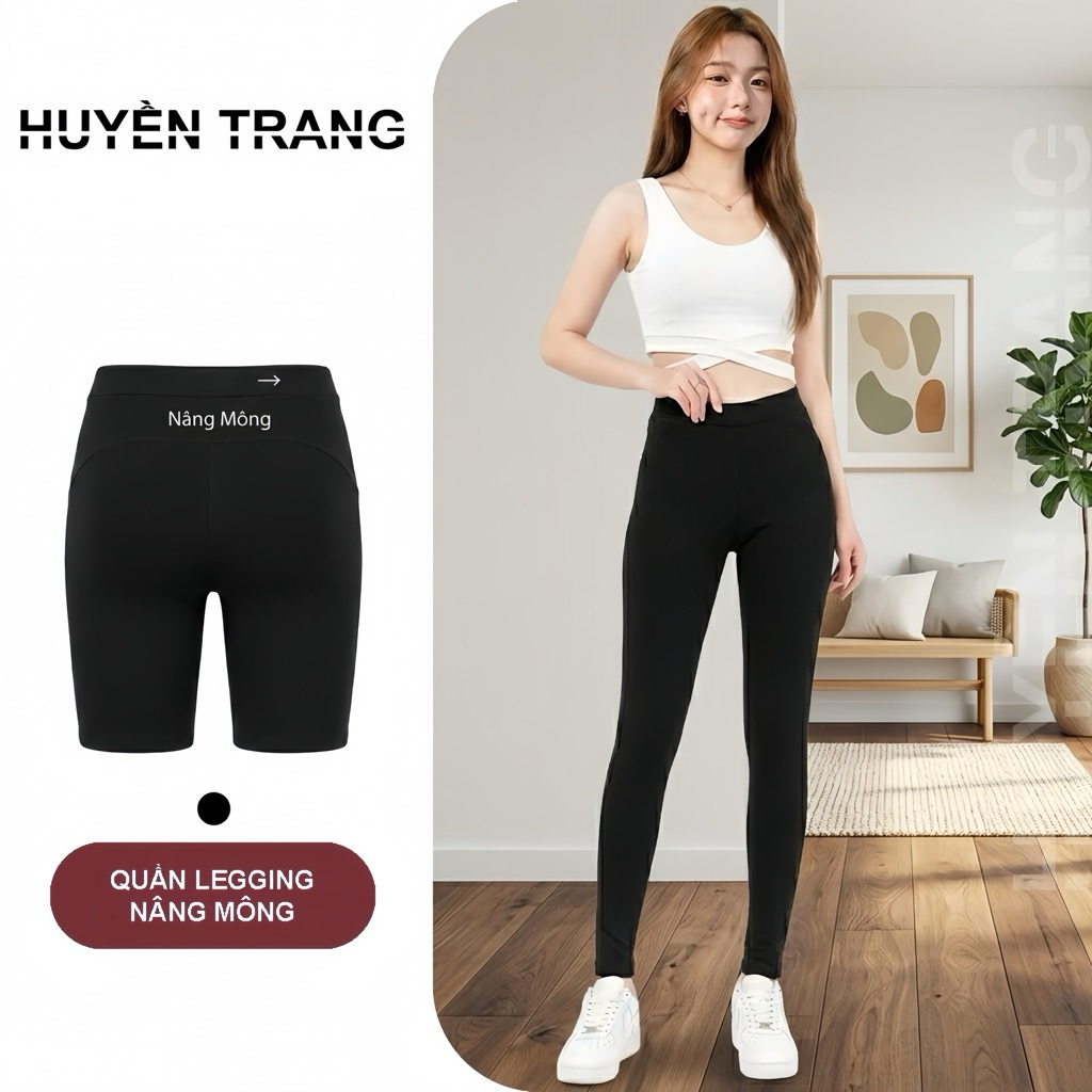 Quần Legging Đùi, Lửng Ngố, Dài Nữ Nâng Mông Cạp Cao Siêu Hot Siêu Co Giãn Loại 1 Bigsize 80kg M89