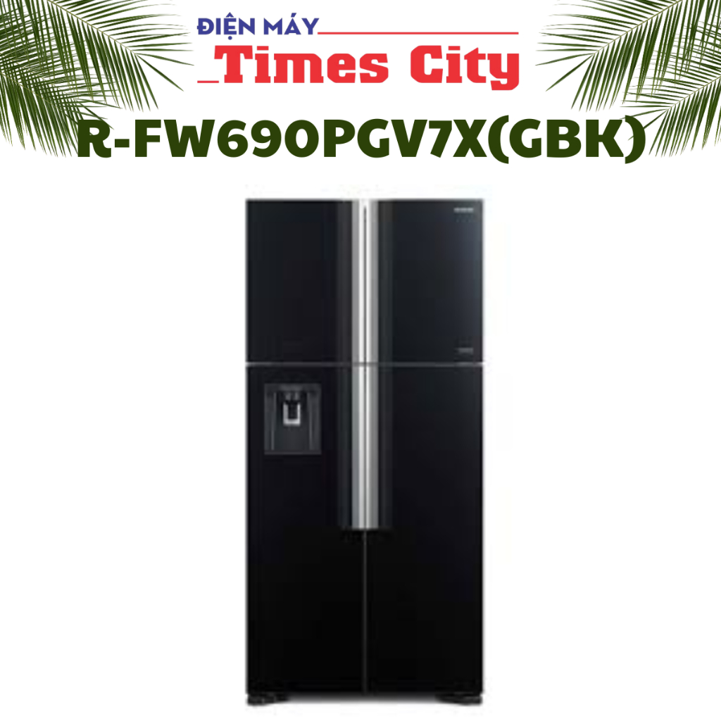 Tủ lạnh Hitachi R-FW690PGV7X(GBK) 4 cánh màu đen đá tự động