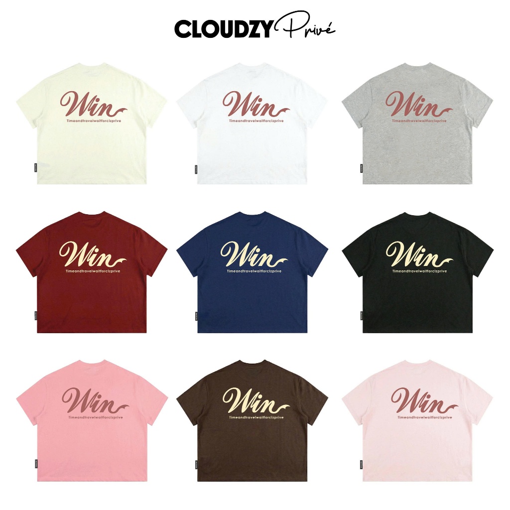 Áo Thun Local Brand Cloudzy Privé WIN Form Boxy, Cotton 250gsm, Áo thun Nam Nữ Unisex Form Boxy Rộng