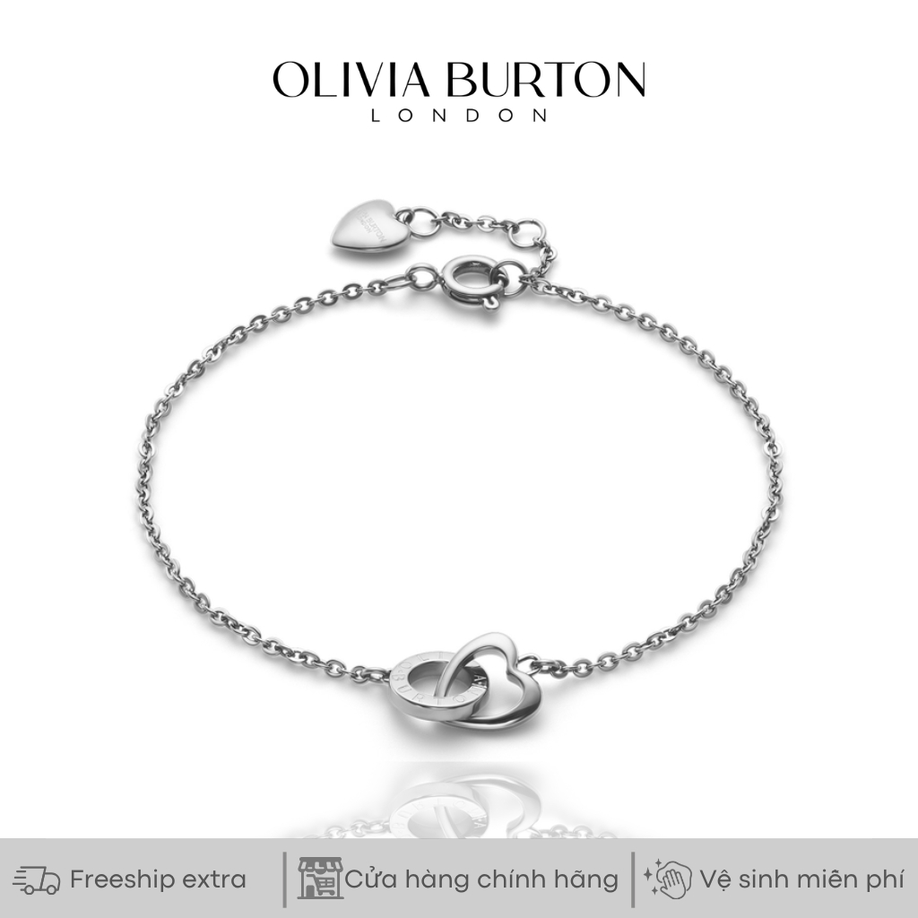 Vòng tay nữ Olivia Burton Heart Interlink màu bạc