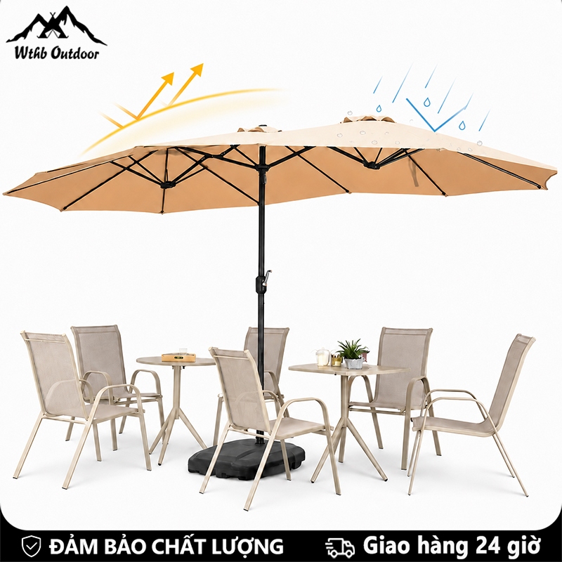 WTHB Outdoor Ô dù sân vườn 4.5M lớn, ô che nắng ngoài trời có thể nghiêng dùng cho quán cà phê, nhà 
