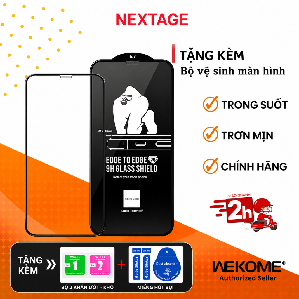 Kính Cường Lực Kingkong Full Màn Không Hộp Cho Các Dòng Máy iP - Chính Hãng NEXTAGE