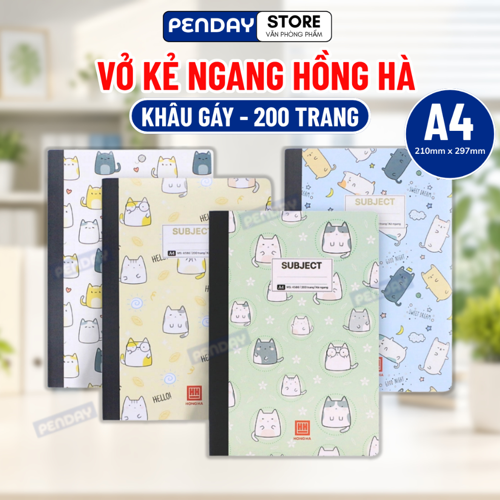 Vở kẻ ngang Hồng Hà 200 trang  A4 cao cấp - vở ô ly hồng hà học sinh / sinh viên - PENDAY STORE
