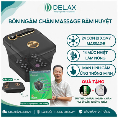 Bồn Ngâm Chân Massage DELAX Ngâm Chân Gấp Gọn, Thư Giãn 24 Bi Lăn, 14 Mưc Nhiệt, Chống Giật An Toàn BNC02