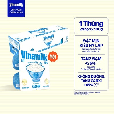 [CHỈ GIAO HCM+HN] Thùng 24 hộp Sữa chua đặc mịn kiểu Hy Lạp, giàu đạm và canxi, không bổ sung đường - 100g
