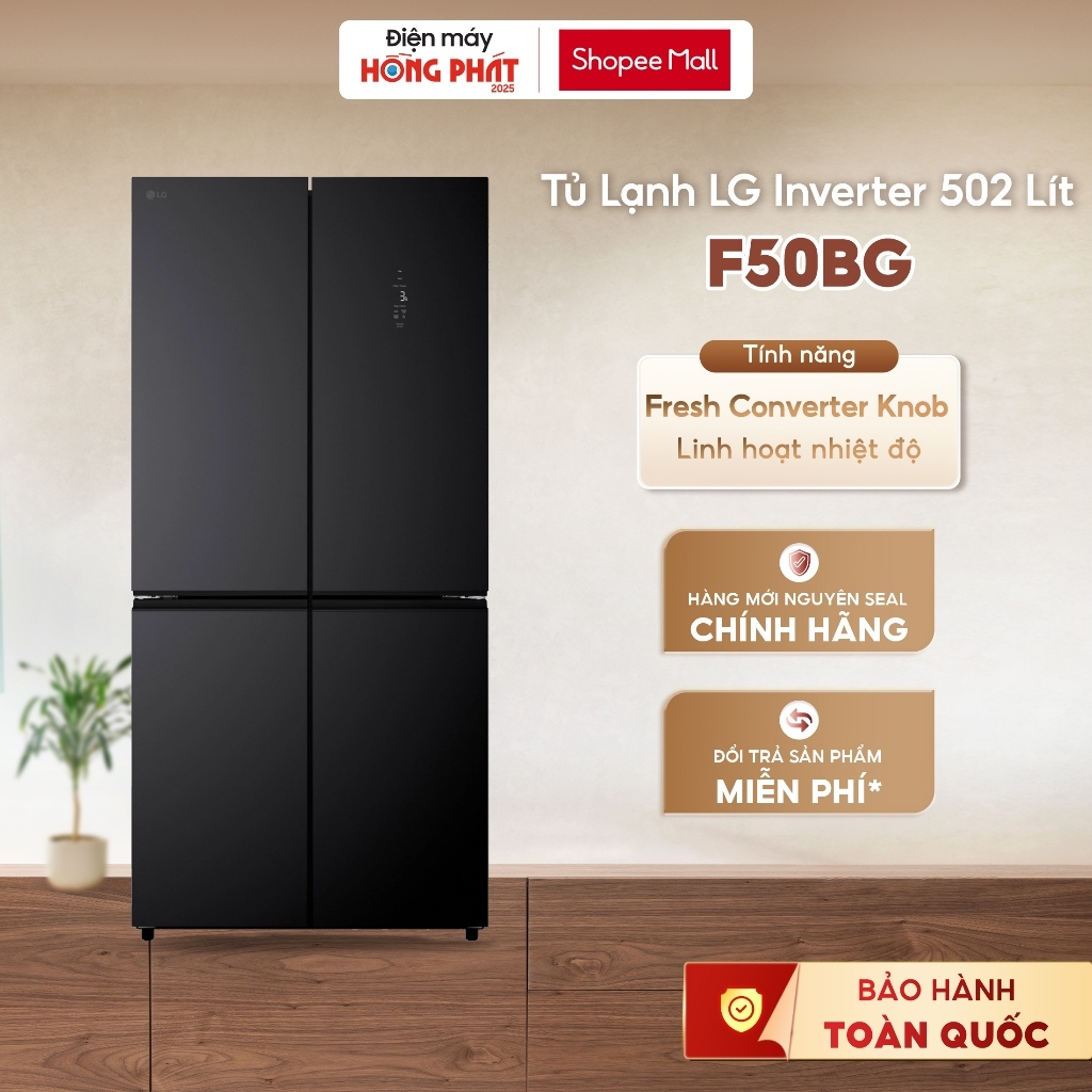 [OUTLET] F50BG - Tủ lạnh LG French Door mặt gương màu đen 502L [FREESHIP HCM]