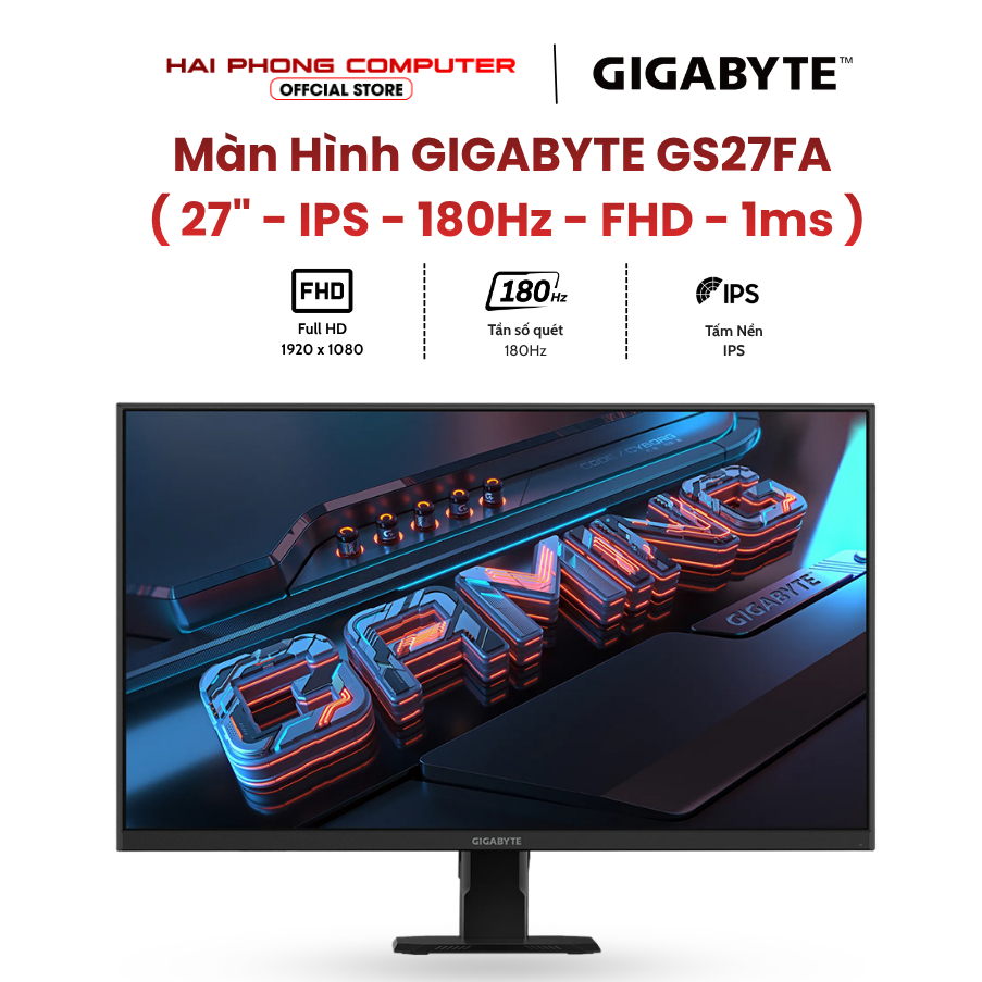 Màn Hình LCD Gaming GIGABYTE GS27FA 27 inch | IPS | FHD | 180Hz | 1ms - Hàng chính hãng