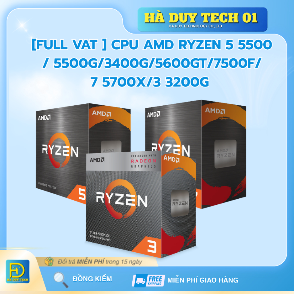 [FULL VAT] CPU AMD RYZEN 5 5500 / 5500G / 3400G / 5600GT / 7500F / RYZEN 7 5700X / RYZEN 3 3200G - H