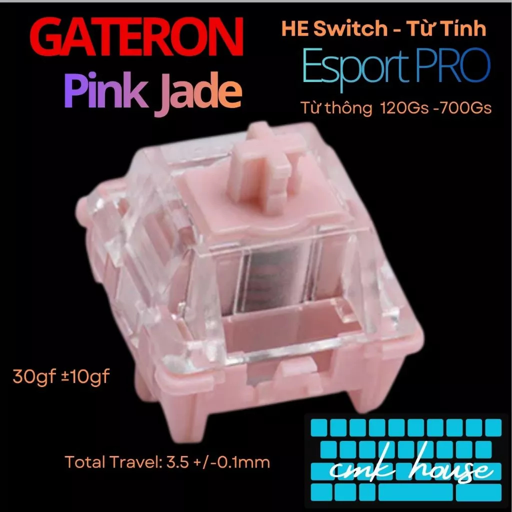 (sẵnn) Combo 10 Switch HE Từ Tính - Nam Châm - Gateron Pink Jade Esport Pro - 30gf ---> Build Creamy