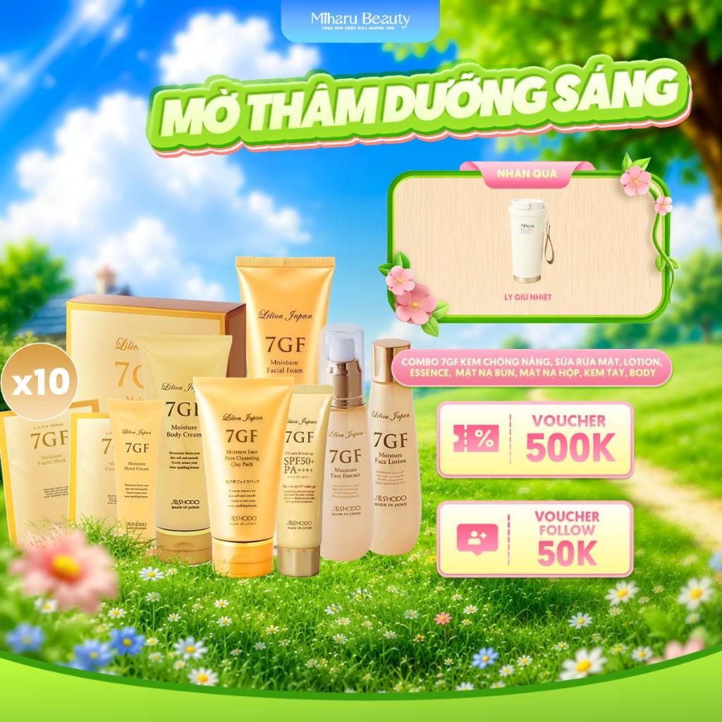 Combo Toàn Diện 7GF Aishodo Nhật Bản - Chu Trình Skincare & Body Ngắn Ngừa Lão Hóa, Phục Hồi Da