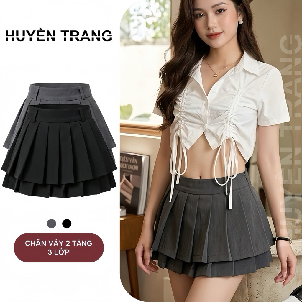Chân Váy Xòe Xếp Ly Ngắn Chân Váy Tennis 2 Tầng Siêu Xinh M099
