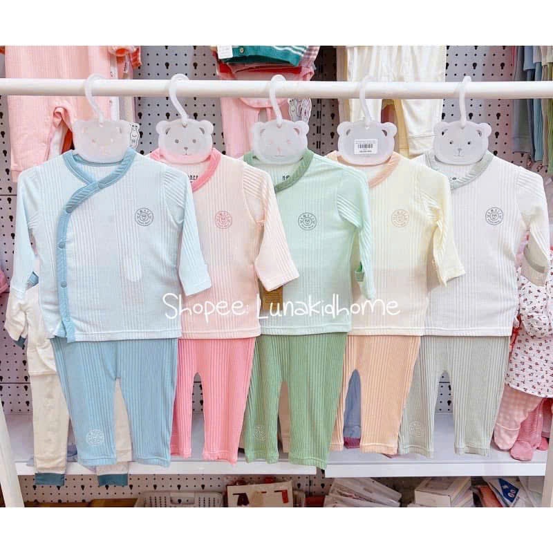 HRNEE - Bộ sơ sinh cài giữa Modal Organic Hrnee cho bé trai bé gái sơ sinh