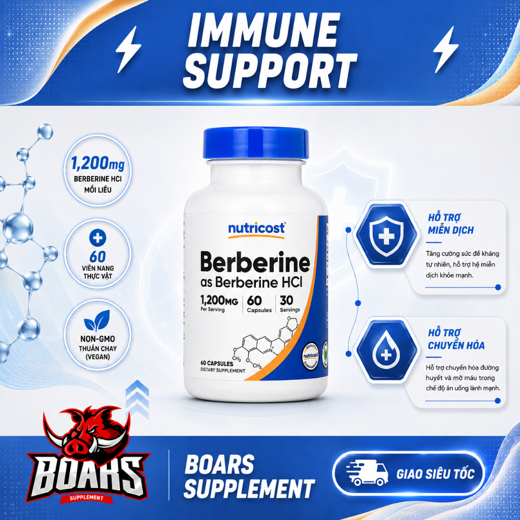 Berberine Nutricost 1200mg 60 Viên Thực Phẩm Bổ Sung Cao Cấp