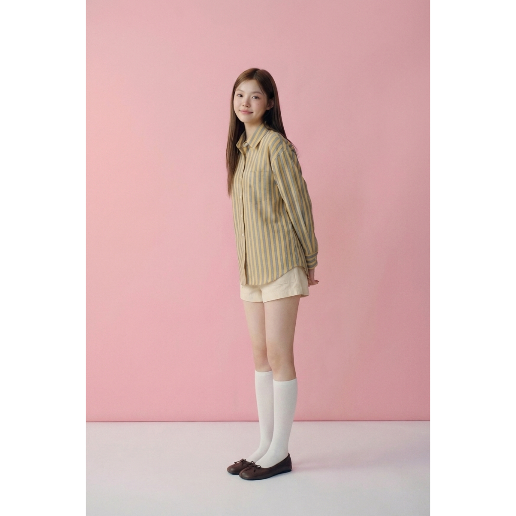 Áo sơ mi OLV tay dài dáng rộng Cotton Striped Long Sleeves Shirt nhiều màu phù hợp mọi dịp | BigBuy360 - bigbuy360.vn