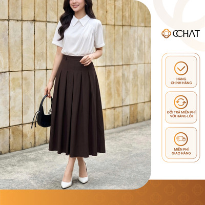 Chân Váy 𝐂𝐂𝐇𝐀𝐓 Dáng Xòe Vivian Xếp Ly Chất Liệu Tuytsi Cao Cấp 16CDS2056XT