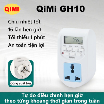 Ổ Cắm Hẹn Giờ Điện Tử QiMi GH10 - Công suất Lớn Ứng Dụng Đa Dạng Tiết Kiệm Điện Bật Tắt Tự Động