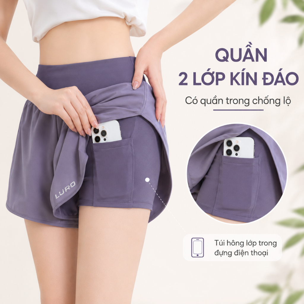 Q9N — Quần short tập nữ 2 lớp có túi 2