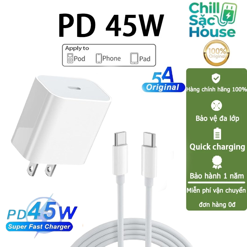 【bảo hành 1 năm】Bộ sạc nhanh PD45W, phù hợp với ip 6 đến ip 15-ip17 Pro Max