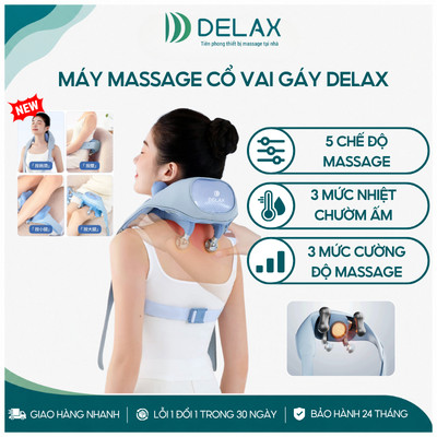 Máy Massage Cổ Vai Gáy DELAX Đấm Bóp 3D Chườm Nóng Hồng Ngoại, Giảm Mỏi Toàn Thân DV11