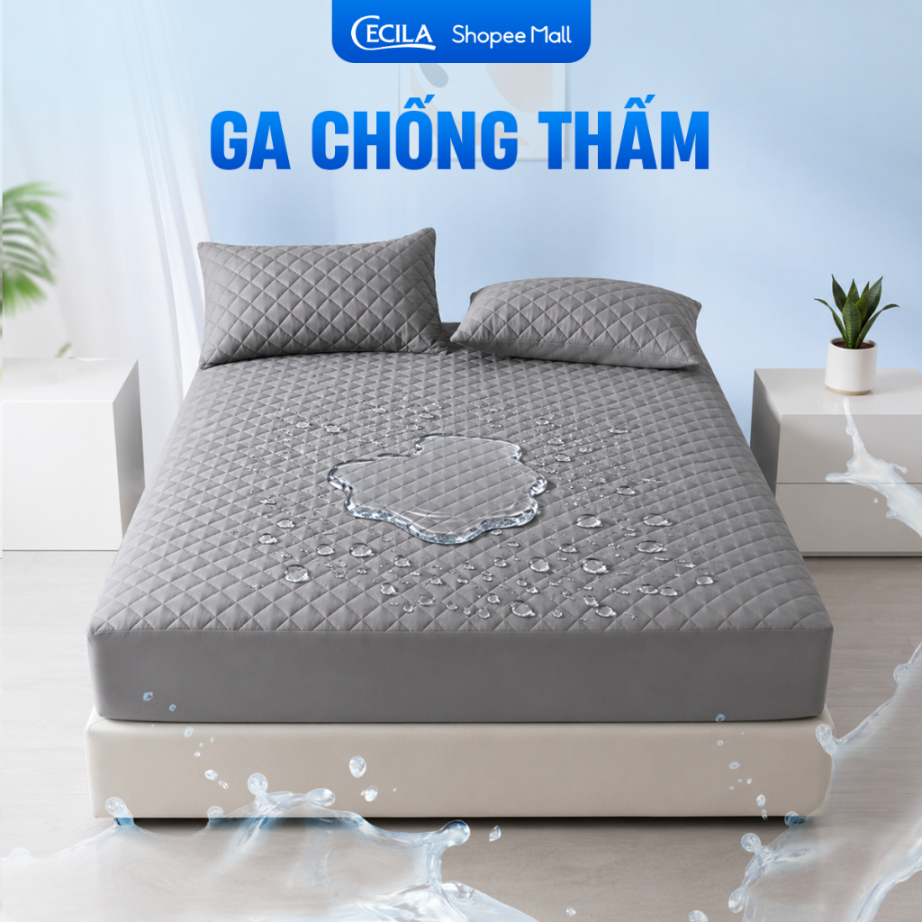 Ga chống thấm nước TPU CECILA bọc đệm mềm mại thoáng khí an toàn cho da, không xột xoạt bọc cho nệm 
