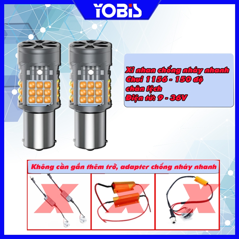 1 Bộ ( 2 Bóng) - Đèn LED Xi Nhan T20, 1156, 1157, T25 độ Gắn Cho Xe Hơi Màu Vàng Chống Nháy Nhan