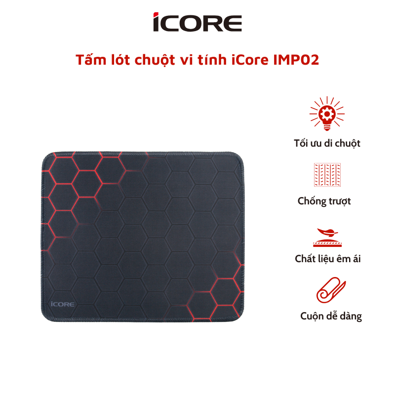 Miếng Lót Chuột Vi Tính iCore IMP02 Chống Trượt, Êm Ái, Giá Rẻ - HÀNG CHÍNH HÃNG