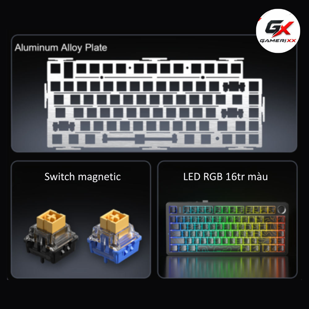 Bàn phím cơ Gaming Aula F75 HE kết nối không dây phù hợp chơi game -Dùng cho PC,Laptop -Có Rapid trigger -Pollingrate 8k | BigBuy360 - bigbuy360.vn