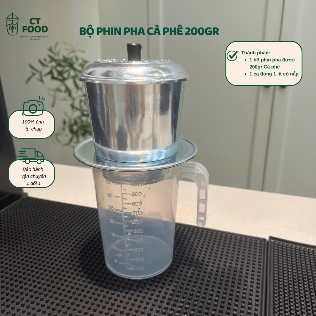 [Dụng cụ pha chế]Combo bộ dụng cụ pha cà phê phin 200gr cho quán bán cà phê mang đi