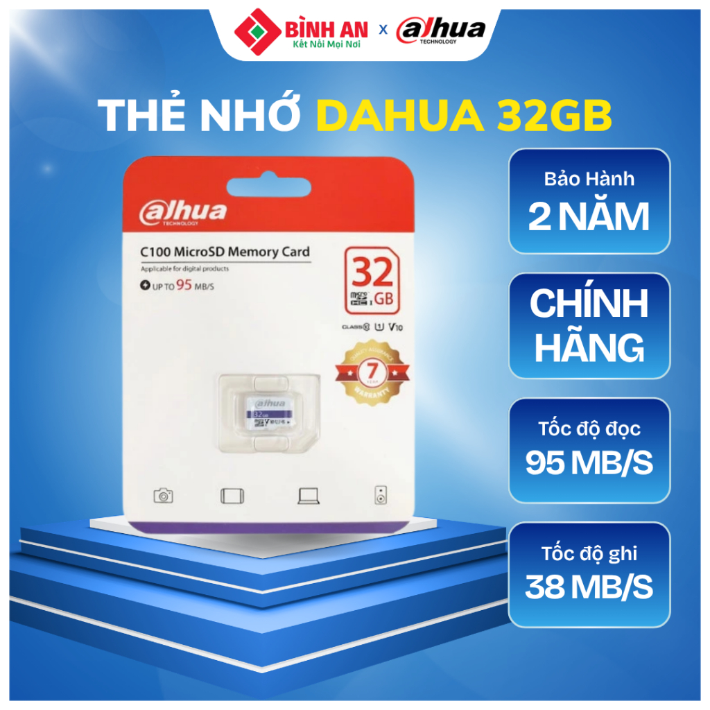 Thẻ nhớ Dahua 32GB, chính hãng, bảo hành 2 năm, chuyên dụng cho camera quan sát