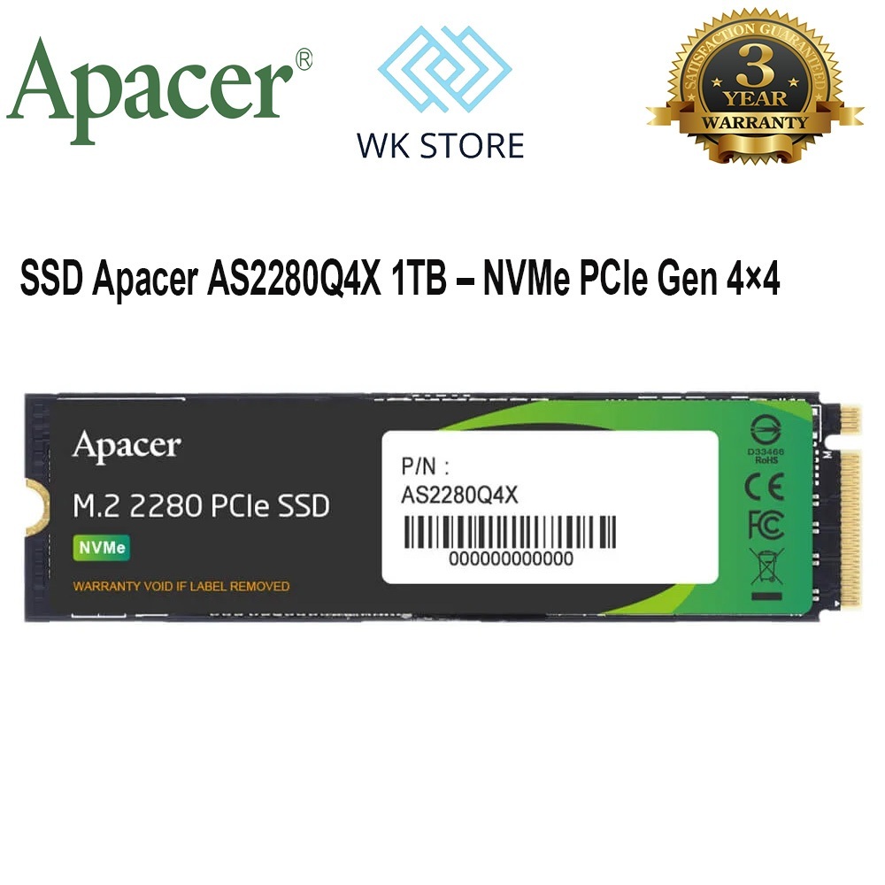 Ổ Cứng SSD Apacer AS2280Q4X 1TB – M.2 2280 PCle Gen 4x4 || (Mới, BH 36T)
