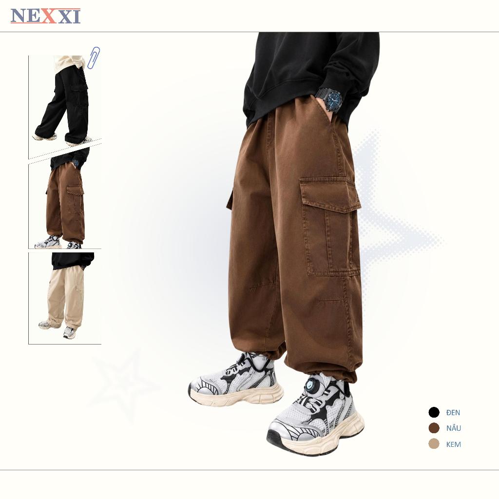 Quần Kaki Dài Bé Trai NEXXI Túi Hộp Dây Rút Lai Form Suông Vải Co Giãn Cho Bé 12kg - 55kg